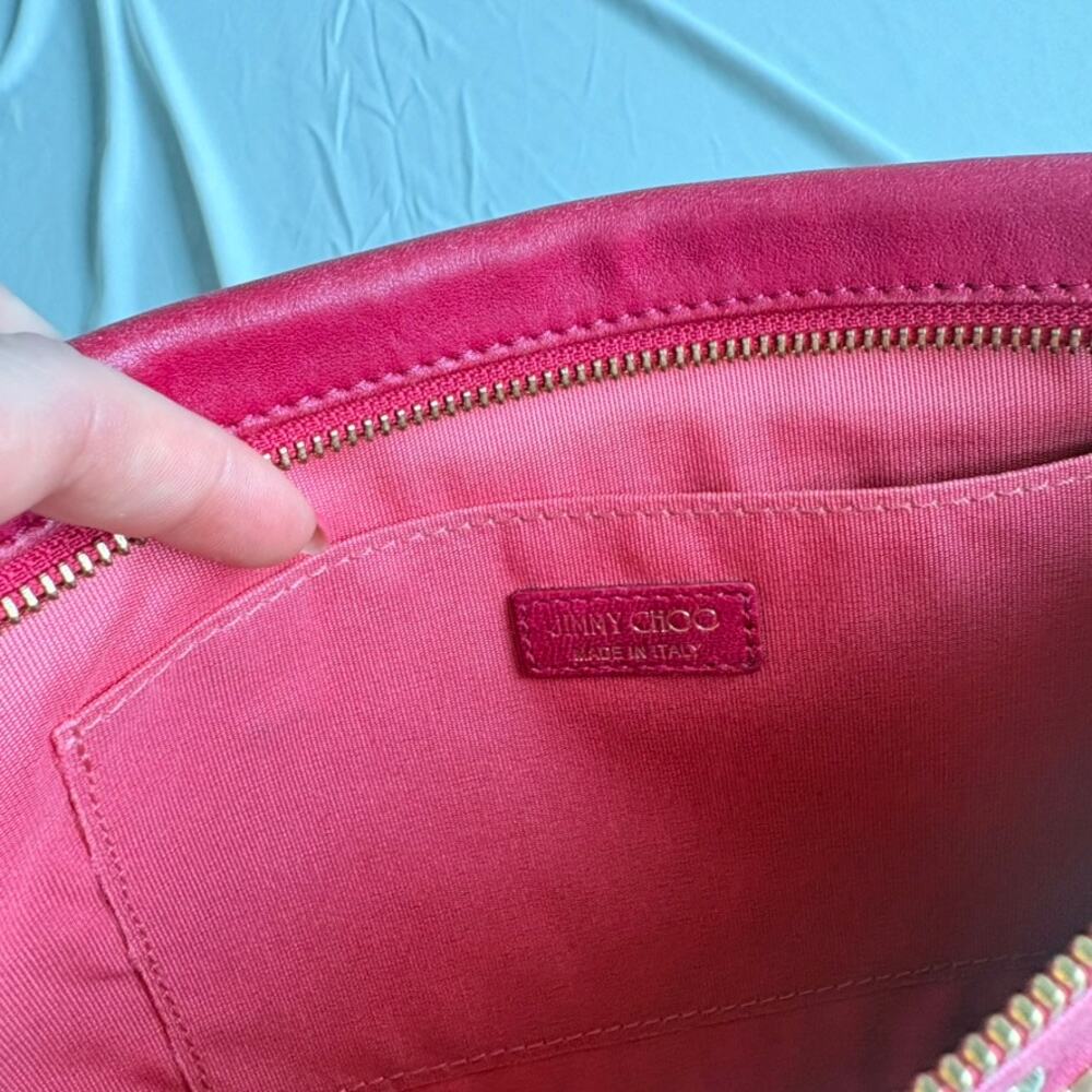 Jimmy Choo Star Stud Clutch - Raspberry Pink Leather, Gold Hardware - Picture 6 of 16